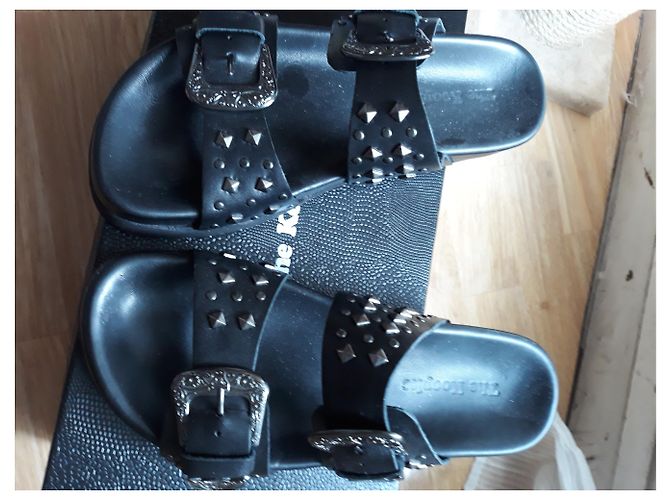 Sabot neri in pelle con borchie The Kooples Nero - vista 3