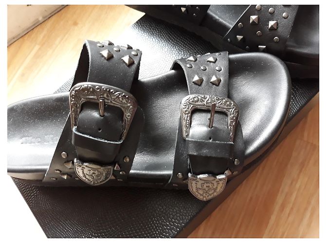 Sabot neri in pelle con borchie The Kooples Nero - vista 4