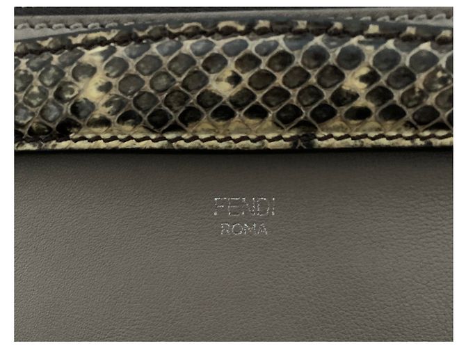 Fendi By The Way Tasche Leder Beige Grau Schlangen Details - Ansicht 9