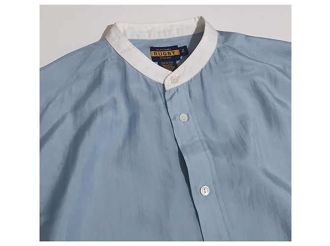 Camicia Rugby Ralph Lauren in seta blu - vista 2