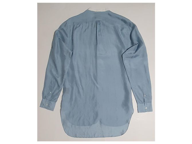 Camicia Rugby Ralph Lauren in seta blu - vista 3