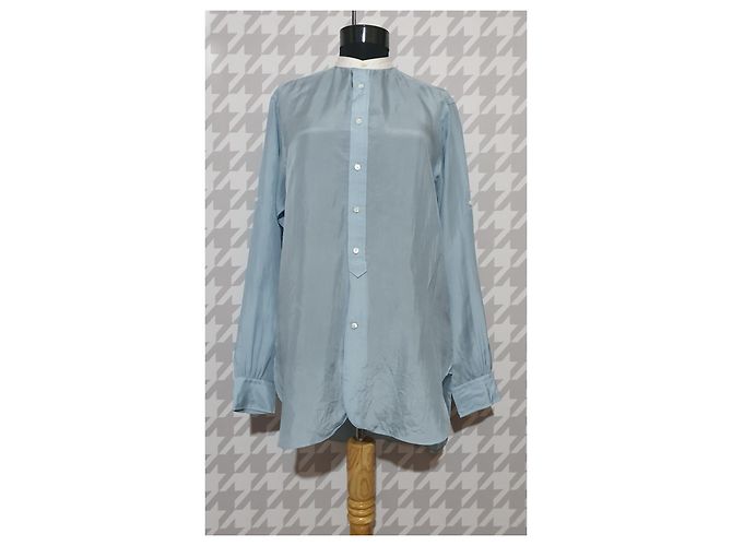 Camicia Rugby Ralph Lauren in seta blu - vista 5