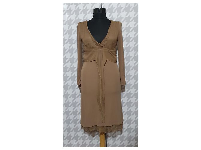 Abito Street Ermanno Scervino marrone seta e viscosa - vista 4