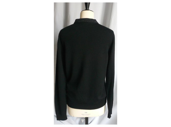 CHANEL UNIFORM Herrenpullover V schwarze Wolle Hervorragender Zustand TS - Ansicht 3