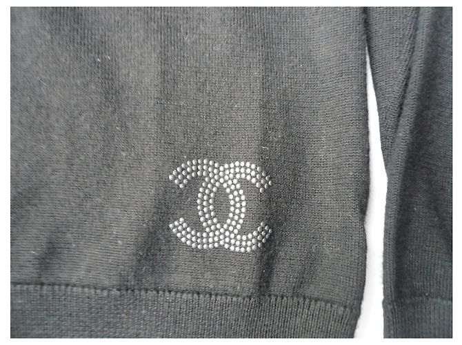 CHANEL UNIFORM Herrenpullover V schwarze Wolle Hervorragender Zustand TS - Ansicht 5