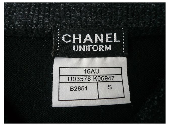 CHANEL UNIFORM Herrenpullover V schwarze Wolle Hervorragender Zustand TS - Ansicht 7