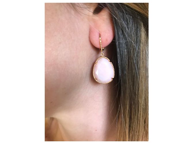 Boucles d'oreilles Morganne Bello Dolce Vita Or Rose et Opale Rose - vue 2