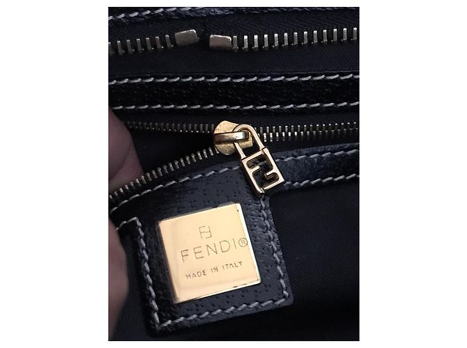 Borsa a mano Fendi in cotone borchiato beige - vista 5