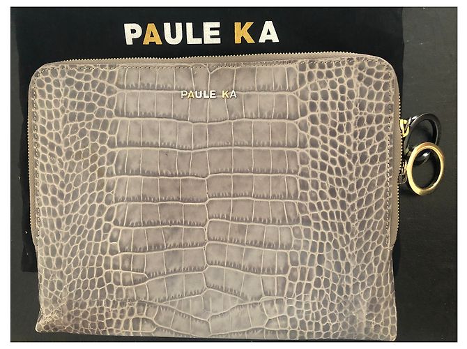Pochette per tablet in pelle Paule Ka Grigio - vista 2