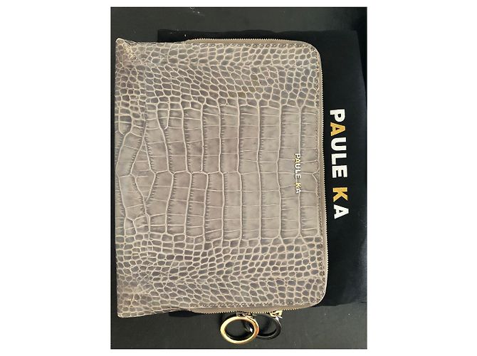Pochette per tablet in pelle Paule Ka Grigio - vista 3