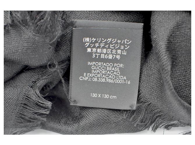 Sciarpa quadrata Gucci motivo monogramma lana-seta nera - vista 5