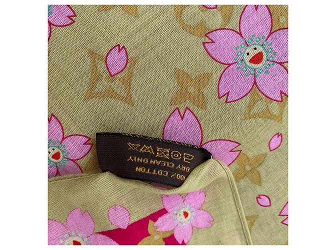 Sciarpa Louis Vuitton x Takashi Murakami in cotone rosa - vista 5