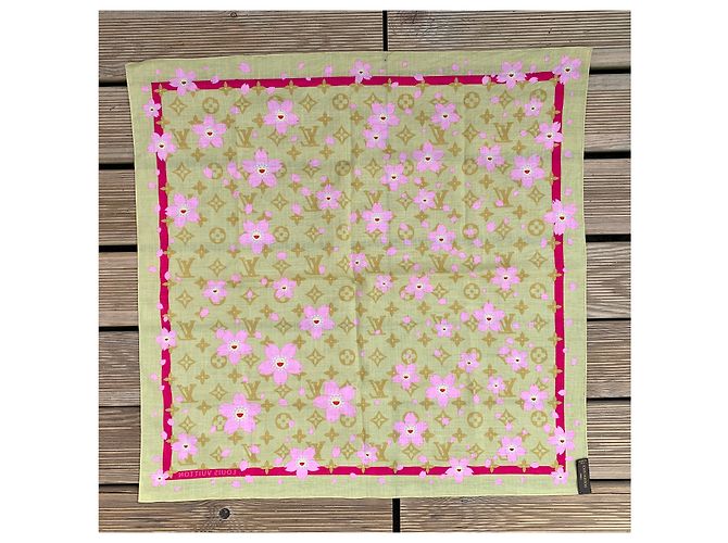 Sciarpa Louis Vuitton x Takashi Murakami in cotone rosa - vista 6