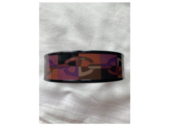 Bracciale rigido Hermès Optique Chain D'ancre in smalto viola nero arancio Porpora - vista 3