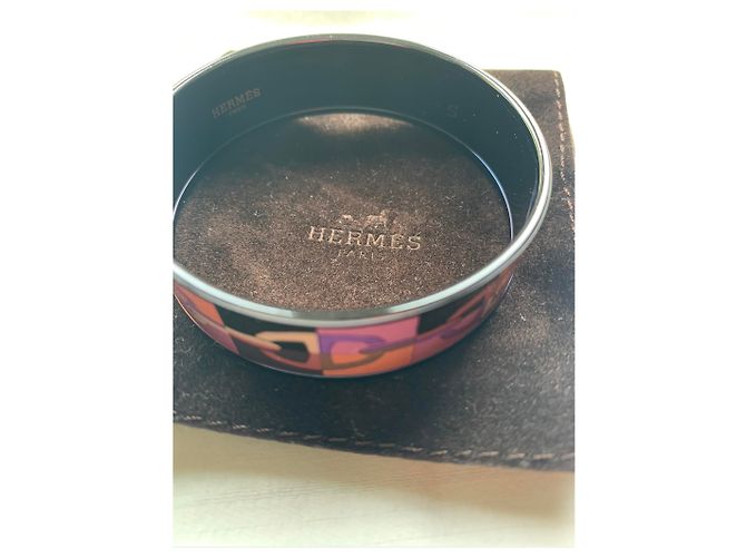 Bracciale rigido Hermès Optique Chain D'ancre in smalto viola nero arancio Porpora - vista 4