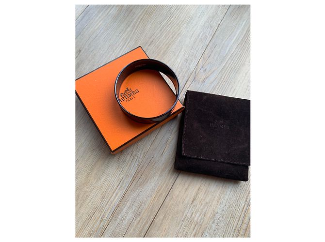 Bracciale rigido Hermès Optique Chain D'ancre in smalto viola nero arancio Porpora - vista 5