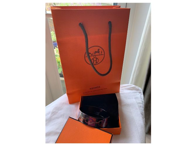 Bracciale rigido Hermès Optique Chain D'ancre in smalto viola nero arancio Porpora - vista 7