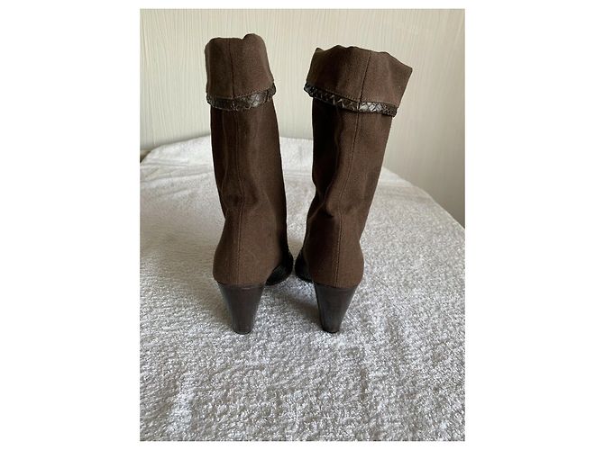 Walter Steiger Botas de tela y piel de serpiente Castaño Chocolate - vista 3