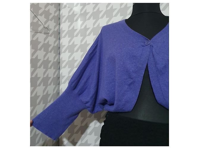Eric Bompard Strickjacke lila aus Kaschmir und Seide XL - Ansicht 6