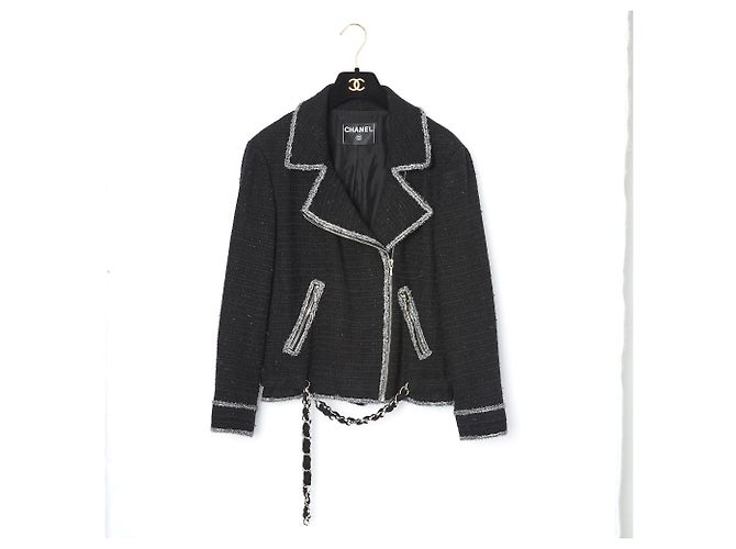 Chanel SCHWARZER TWEED BIKER FR38 - Ansicht 2