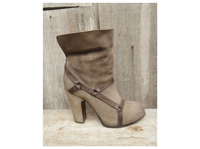 Botines Sartore Beige de Ante Talla 35 - vista 3