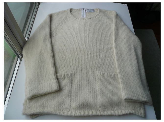 CHANEL Pull écru cachemire épais TL - vue 4