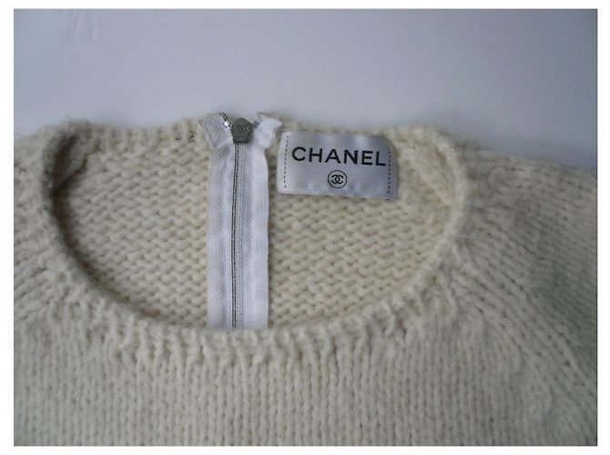 CHANEL Pull écru cachemire épais TL - vue 5