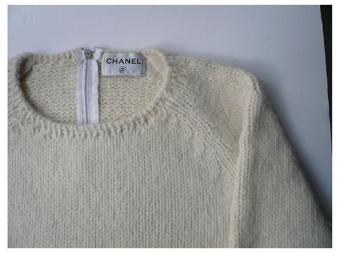 CHANEL Pull écru cachemire épais TL - vue 6
