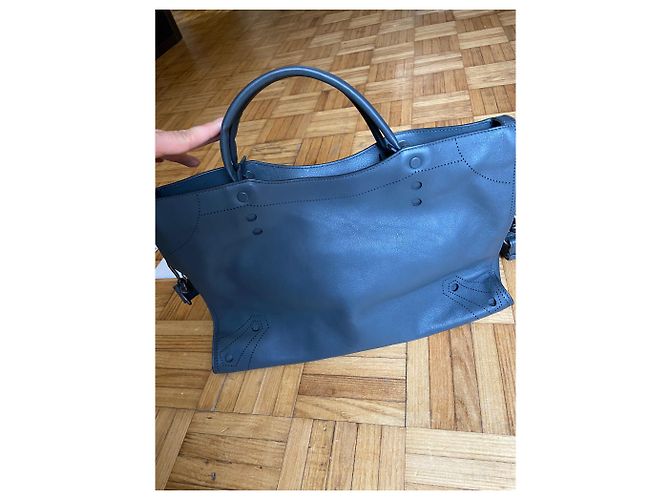 City Balenciaga Blackout Leder Handtasche Grau - Ansicht 5