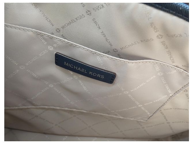 Borsa shopping Michael Kors XL GM in pelle blu navy - vista 10