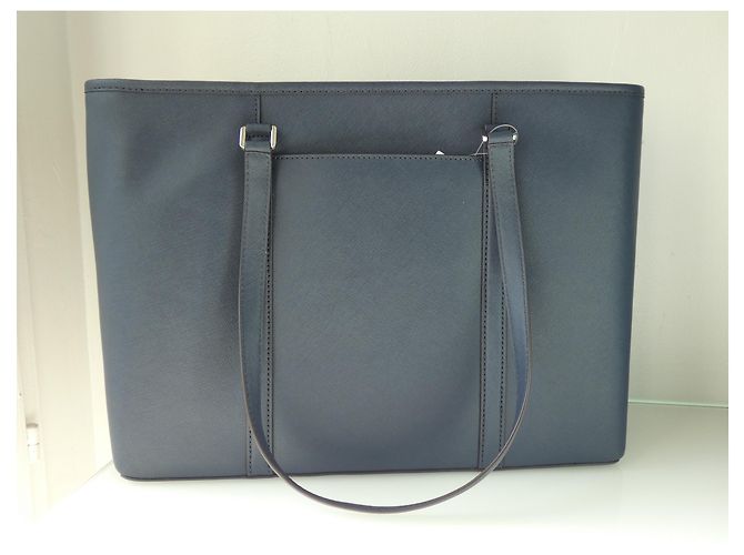 Borsa shopping Michael Kors XL GM in pelle blu navy - vista 7