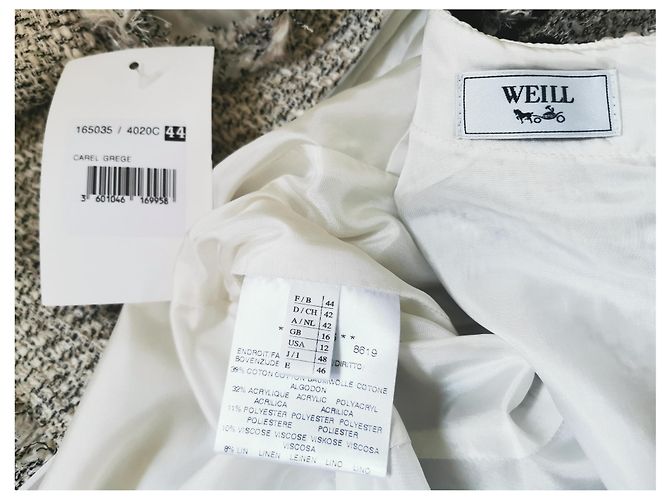 Weill Carel Tweed Kleid schwarz und creme Weiß Mehrfarben Aus weiß - Ansicht 10