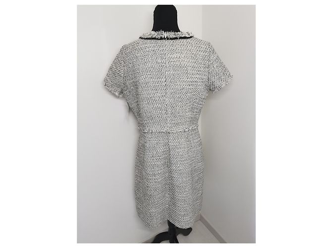 Weill Carel Tweed Kleid schwarz und creme Weiß Mehrfarben Aus weiß - Ansicht 3