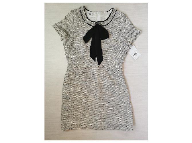 Weill Carel Tweed Kleid schwarz und creme Weiß Mehrfarben Aus weiß - Ansicht 7