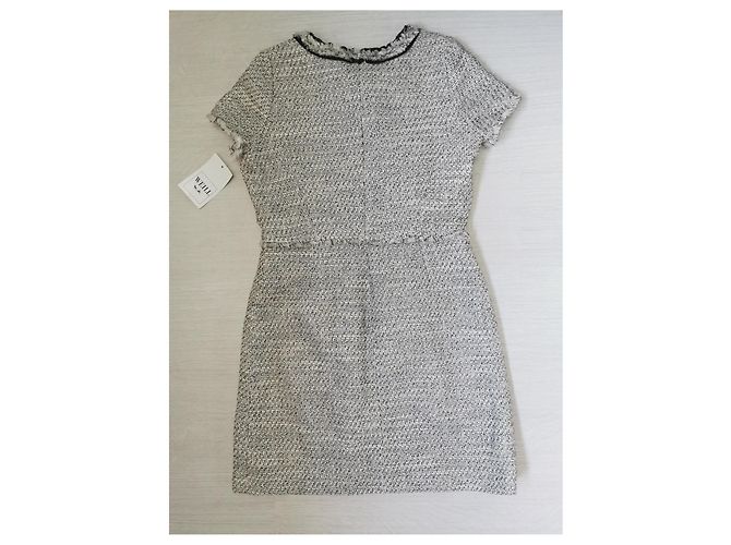 Weill Carel Tweed Kleid schwarz und creme Weiß Mehrfarben Aus weiß - Ansicht 8