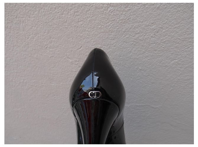 Décolleté Peep Toe Dior Vernice Nera 38 FR Nero - vista 5