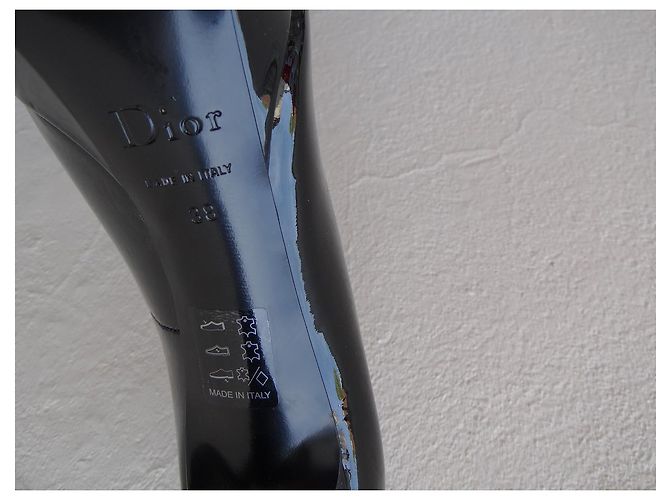 Décolleté Peep Toe Dior Vernice Nera 38 FR Nero - vista 6