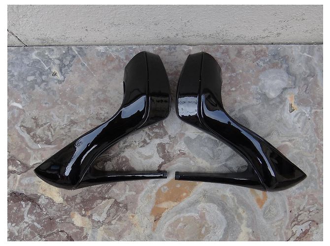 Décolleté Peep Toe Dior Vernice Nera 38 FR Nero - vista 8