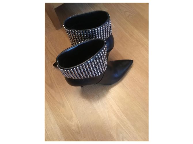 Stivaletti Saint Laurent in pelle d'agnello nera 37.5 Nero - vista 5