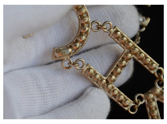 Orecchini con logo Chanel "CHA NEL" Argento D'oro - vista 7