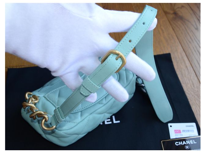 Chanel 19 Chanel Tasche 19 mini Blau Golden Hellblau Türkis - Ansicht 17