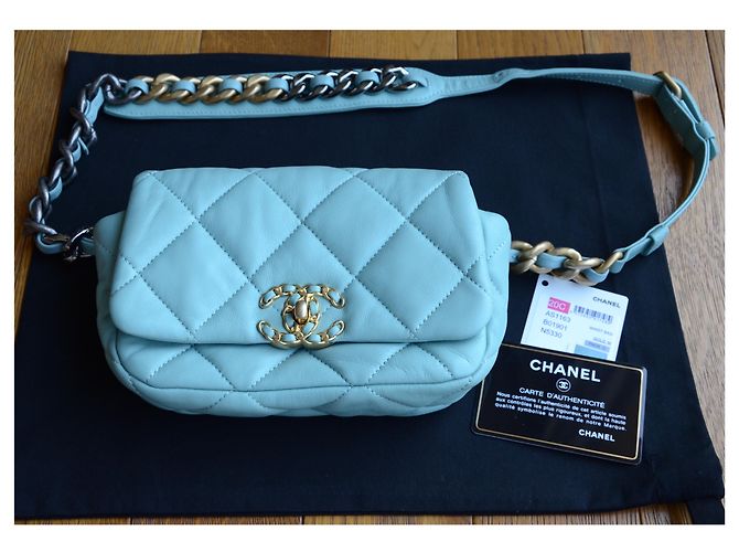 Chanel 19 Chanel Tasche 19 mini Blau Golden Hellblau Türkis - Ansicht 2