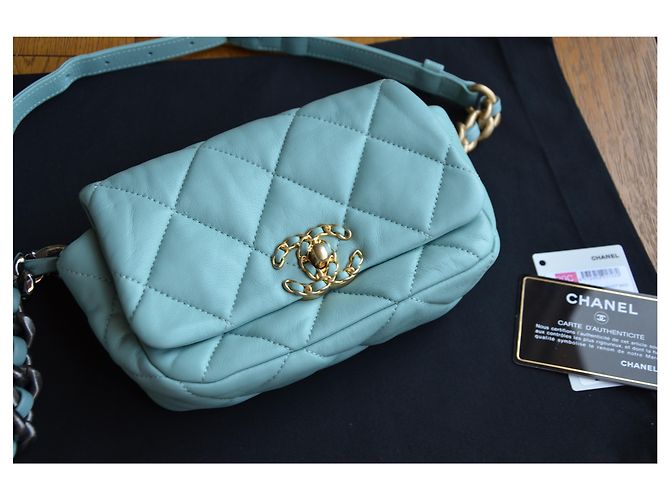 Chanel 19 Chanel Tasche 19 mini Blau Golden Hellblau Türkis - Ansicht 3