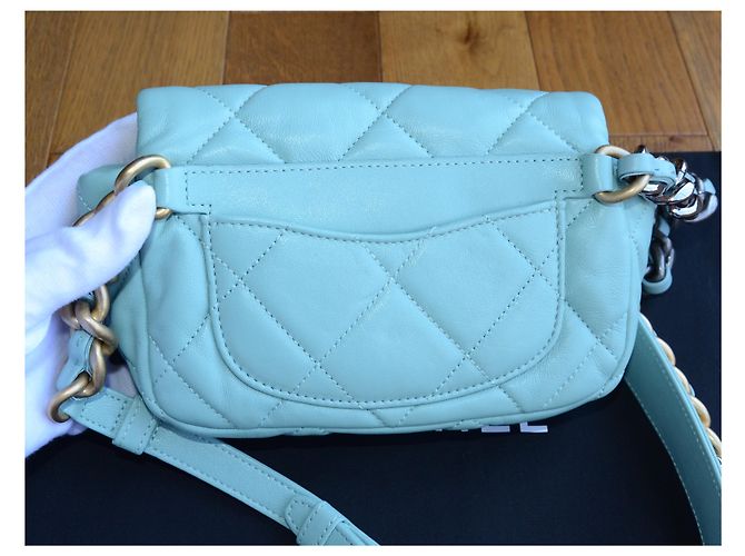 Chanel 19 Chanel Tasche 19 mini Blau Golden Hellblau Türkis - Ansicht 4