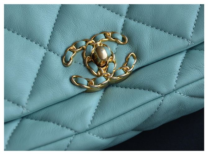 Chanel 19 Chanel Tasche 19 mini Blau Golden Hellblau Türkis - Ansicht 5