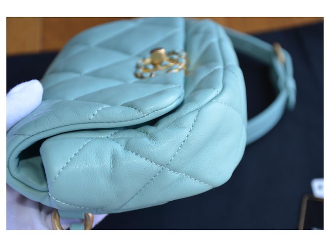 Chanel 19 Chanel Tasche 19 mini Blau Golden Hellblau Türkis - Ansicht 6
