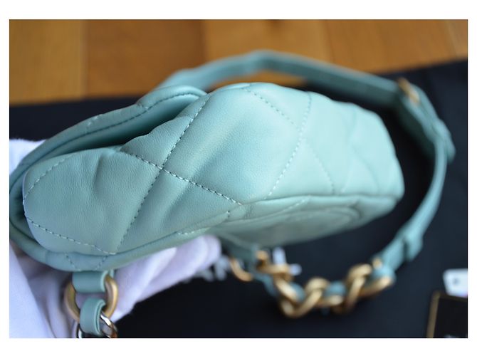 Chanel 19 Chanel Tasche 19 mini Blau Golden Hellblau Türkis - Ansicht 7