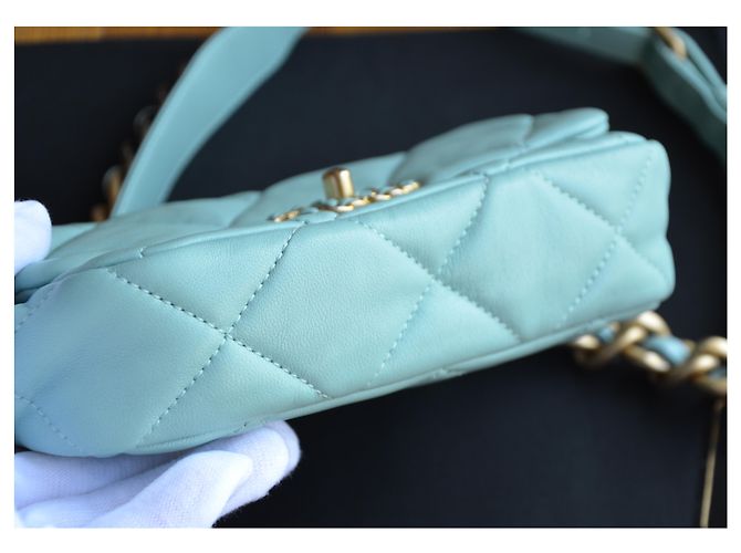 Chanel 19 Chanel Tasche 19 mini Blau Golden Hellblau Türkis - Ansicht 8