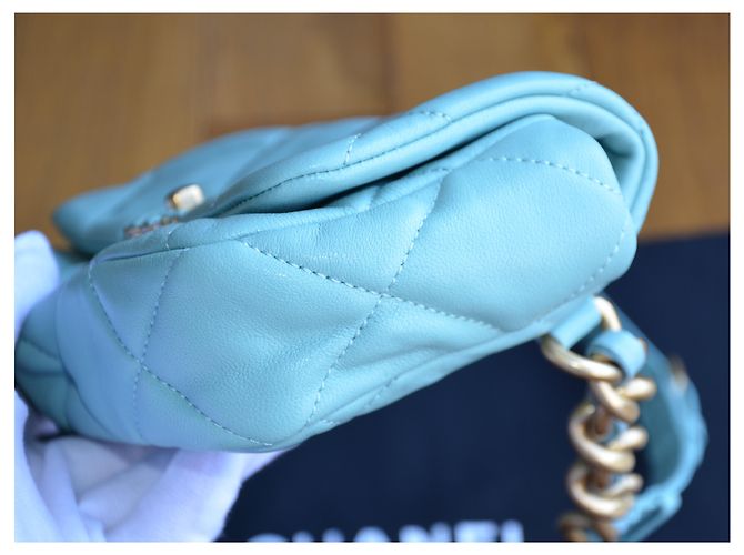 Chanel 19 Chanel Tasche 19 mini Blau Golden Hellblau Türkis - Ansicht 9