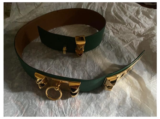 Hermès Gürtel Dog Buckle Grün Lammleder - Ansicht 2